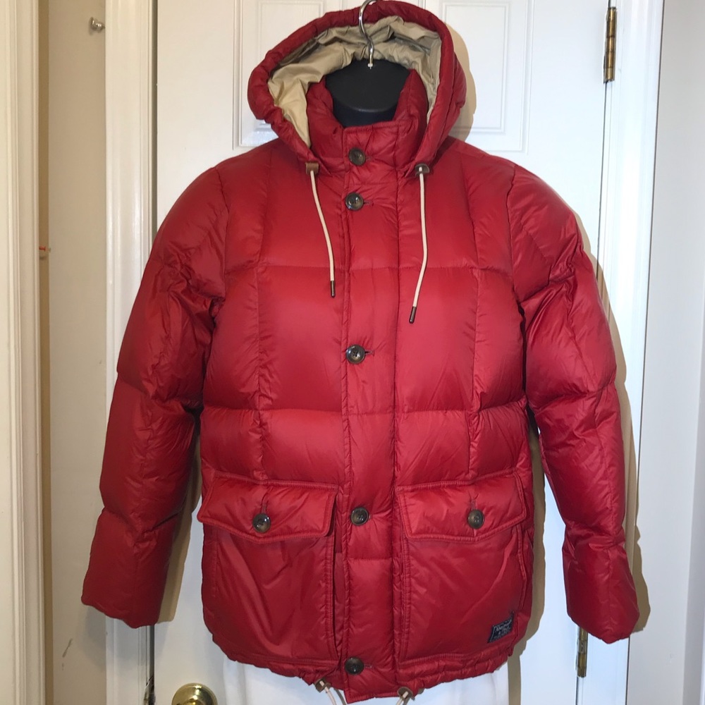 Abercrombie & Fitch Mens Red Down Filled Ultra Puffer Coat Jacket